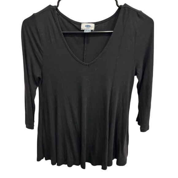 Old Navy Womens Black V Neck 3/4 Sleeve Flowy Tunic Top Size S - Picture 1 of 9